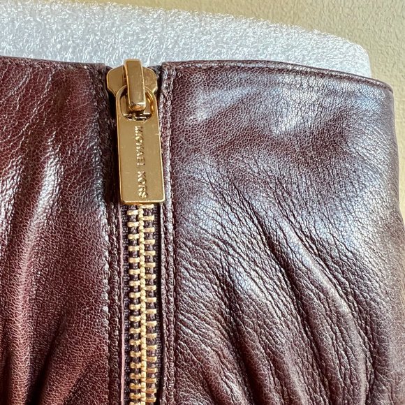 NWT MICHAEL KORS 'Webster' Coffee Scrunch Women's Nappa Leather Knee High Boots - Picture 7 of 10